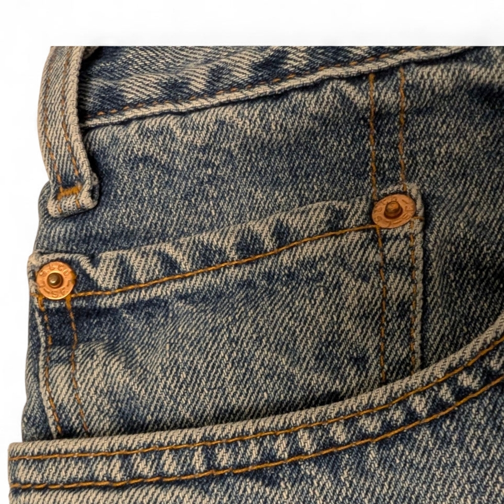LEVIS Vintage Cotton Shorts Relaxed Longline Baggy High Waist Blue Denim - Picture 4 of 11